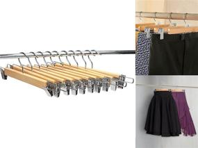 img 3 attached to 👗 Decor Hut Silver Clips Wooden Skirt/Pants Hangers - Strong & Durable Material with Swivel Hook