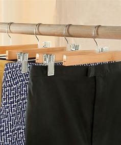 img 1 attached to 👗 Decor Hut Silver Clips Wooden Skirt/Pants Hangers - Strong & Durable Material with Swivel Hook