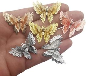 img 3 attached to 🦋 Craft Supplies - Set of 7 Mixed Butterfly Charms Pendants for Jewelry Making and Crafting. DIY Necklace Bracelet Findings Accessory - M245