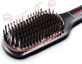 img 4 attached to 💁 Megawise Pro Ceramic Ionic Hair Straightening Brush with 20s MCH Fast Heating Technology, Anti-Scald Feature, Universal Dual Voltage, Auto-Off Safety, and Rotatable Power Cord for Home Salon Use