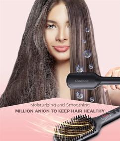 img 2 attached to 💁 Megawise Pro Ceramic Ionic Hair Straightening Brush with 20s MCH Fast Heating Technology, Anti-Scald Feature, Universal Dual Voltage, Auto-Off Safety, and Rotatable Power Cord for Home Salon Use