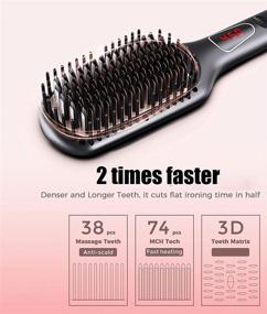 img 1 attached to 💁 Megawise Pro Ceramic Ionic Hair Straightening Brush with 20s MCH Fast Heating Technology, Anti-Scald Feature, Universal Dual Voltage, Auto-Off Safety, and Rotatable Power Cord for Home Salon Use