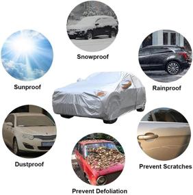 img 3 attached to SEAZEN 2 Layers Waterproof Car Cover for All-Weather Protection | Outdoor Automobile Cover with Zipper Door, Hail, UV, Snow & Wind Shield | Universal Full Car Cover for Sedans Up to 200&#34; Length