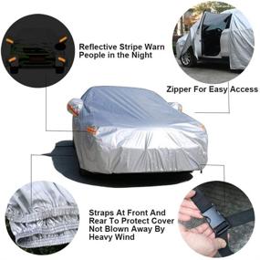 img 1 attached to SEAZEN 2 Layers Waterproof Car Cover for All-Weather Protection | Outdoor Automobile Cover with Zipper Door, Hail, UV, Snow & Wind Shield | Universal Full Car Cover for Sedans Up to 200&#34; Length