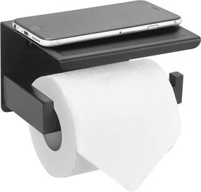 img 3 attached to HITSLAM Matte Black Toilet Paper Holder: Stick-on with Shelf, No Drill or Wall-Mount - Ideal for Bathroom