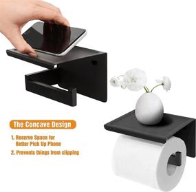 img 2 attached to HITSLAM Matte Black Toilet Paper Holder: Stick-on with Shelf, No Drill or Wall-Mount - Ideal for Bathroom