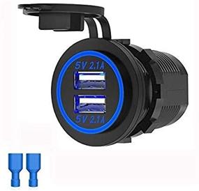 img 3 attached to 💦 Waterproof 12V Dual USB Charger Socket Power Outlet with Blue LED Indicator Light, Dual Charging Ports for Car, RV, Boat, Marine, Motorcycle, Mobile - Linkstyle 4.2A