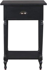 img 2 attached to 🏺 Stylish Vintage Casual End Table by Ashley Juinville - 1 Drawer Accent, Black