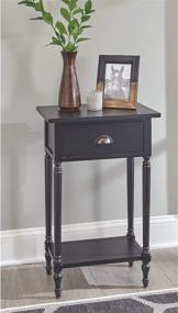 img 3 attached to 🏺 Stylish Vintage Casual End Table by Ashley Juinville - 1 Drawer Accent, Black