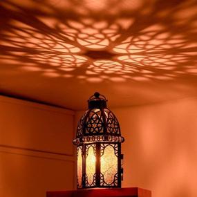 img 2 attached to 🏮 DECORKEY Vintage Large Decorative Candle Lantern, 12.8 inch Moroccan Style Lantern for Christmas, Metal Tabletop or Hanging Lantern Decor, Candle Holders for Outdoor Patio (Amber)