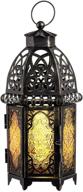 🏮 decorkey vintage large decorative candle lantern, 12.8 inch moroccan style lantern for christmas, metal tabletop or hanging lantern decor, candle holders for outdoor patio (amber) logo