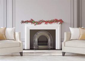 img 1 attached to Enhance Your Holiday Décor with CraftMore Newbury Pine and Red Berry Garland 72&#34;