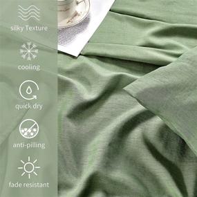 img 1 attached to 🌿 Mooreeke Bamboo Sheets Set Queen: Cooling Bed Sheets for Night Sweats & Hot Sleepers – Sage Green, 4 Pieces, Deep Pocket, Breathable