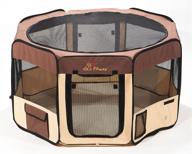 🐾 pawer 8-panel foldable pet playpen: personalized embroidery, portable kennel with carry bag for cats/dogs/puppies logo