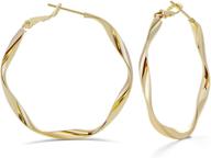 💛 tkj 14k yellow gold plated hypoallergenic hoop earrings for sensitive ears - classic shiny polished twisted round chunky open hoops for cartilage, helix, and lobes logo