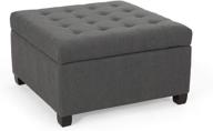 dark gray tufted fabric storage ottoman from christopher knight home with dark brown accents logo