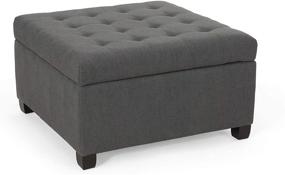 img 4 attached to Dark Gray Tufted Fabric Storage Ottoman from Christopher Knight Home with Dark Brown Accents
