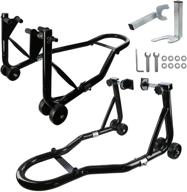 🏍️ sibosen heavy duty motorcycle front rear wheel lift stand with dolly wheels - sport bike wheel lift swingarm paddock stands jack, compatible with honda yamaha suzuki kawasaki ktm ducati bmw logo