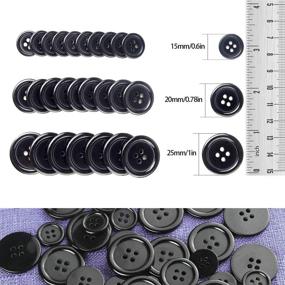 img 1 attached to 🧵 YIZIQSS 200 PCS Resin Sewing Buttons - Round Craft Buttons with 4 Holes - Ideal for Sewing, Scrapbooking, and DIY Crafts - Sizes 15mm, 20mm, 25mm (Black, Small Medium Large)