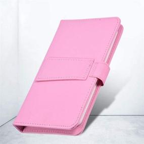 img 1 attached to 📱 Universal PU Leather Case with Holder Stand for iOS/Android Phones - Wireless Bluetooth Keyboard with Rechargeable USB Cable (Pink)