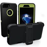 📱 shockproof iphone 7/8 plus case - toughbox armor series (black/lime) with screen protector, holster & belt clip - compatible with otterbox defender clip logo