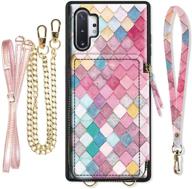 📱 zve wallet case for samsung galaxy note10 plus 5g (2019), 6.8 inch - mermaid wall print cover with crossbody chain wrist strap, credit card holder, zipper handbag purse logo