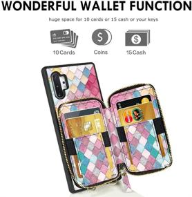 img 3 attached to 📱 ZVE Wallet Case for Samsung Galaxy Note10 Plus 5G (2019), 6.8 inch - Mermaid Wall Print Cover with Crossbody Chain Wrist Strap, Credit Card Holder, Zipper Handbag Purse