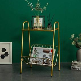 img 3 attached to 🌟 Gold Metal 2-Tier Side Table with Magazine Storage - Stylish Accent Table for Sofa, Bedroom, Living Room