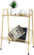 🌟 gold metal 2-tier side table with magazine storage - stylish accent table for sofa, bedroom, living room logo