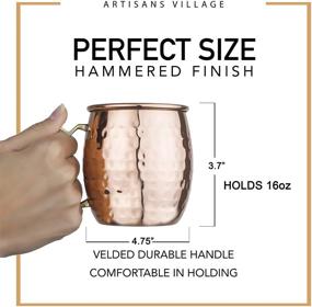 img 2 attached to Set of 4 Moscow Mule Copper Mugs - 16 oz, Stainless Steel Lined - Includes 4 Straws and a Shot Glass