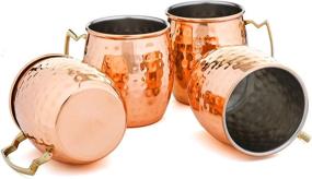 img 3 attached to Set of 4 Moscow Mule Copper Mugs - 16 oz, Stainless Steel Lined - Includes 4 Straws and a Shot Glass