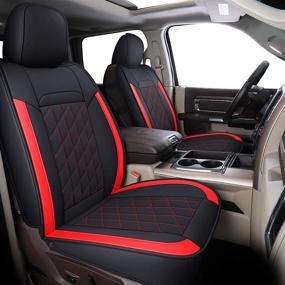 img 3 attached to 🚗 INCH EMPIRE Full Set Seat Cover - Fits RAM 1500 2500 3500 2012-2021 - Synthetic Leather Water-Proof - Black & Red with Straight Back Bench - 2012, 2013, 2014, 2015, 2016, 2017, 2018, 2019, 2020, 2021