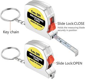 img 1 attached to 📏 Functional Mini Retractable Tape Measure Keychains with Slide Lock - Set of 10 - Ideal for Birthday Party Favors and Everyday Use - 1m/3ft Tape Measure Length