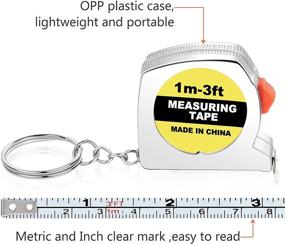 img 2 attached to 📏 Functional Mini Retractable Tape Measure Keychains with Slide Lock - Set of 10 - Ideal for Birthday Party Favors and Everyday Use - 1m/3ft Tape Measure Length