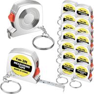 📏 functional mini retractable tape measure keychains with slide lock - set of 10 - ideal for birthday party favors and everyday use - 1m/3ft tape measure length logo
