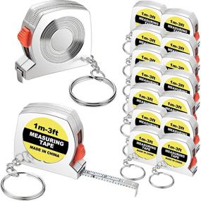 img 4 attached to 📏 Functional Mini Retractable Tape Measure Keychains with Slide Lock - Set of 10 - Ideal for Birthday Party Favors and Everyday Use - 1m/3ft Tape Measure Length