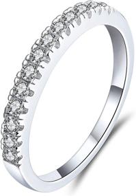 img 4 attached to Exquisite 18K Moissanite Eternity Ring - 0.6 ct D Color VVS1 Clarity, Platinum Plated Silver. Perfect as Moissanite Diamond Engagement, Promise, Anniversary, or Birthday Gift for Women.