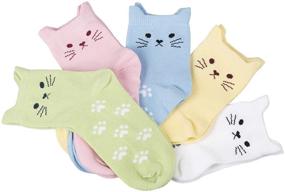 img 1 attached to 5 Pack of Maiwa 🧦 Cotton Novelty Cats Seamless Girls Kids Socks