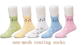 img 2 attached to 5 Pack of Maiwa 🧦 Cotton Novelty Cats Seamless Girls Kids Socks