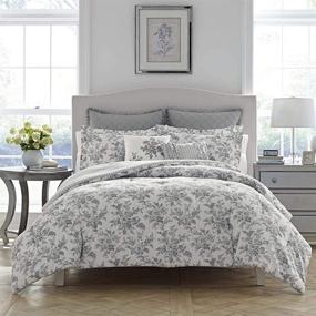 img 4 attached to 🛏️ Laura Ashley Home Annalise Collection Comforter Set - All Season Bedding, Luxury Ultra Soft, Stylish Delicate Design for Home Decor, King Size, Shadow Grey