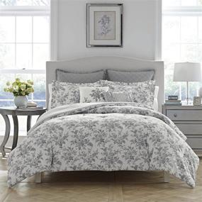 img 1 attached to 🛏️ Laura Ashley Home Annalise Collection Comforter Set - All Season Bedding, Luxury Ultra Soft, Stylish Delicate Design for Home Decor, King Size, Shadow Grey