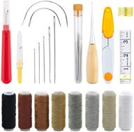 🧵 ultimate 30 pack upholstery repair kit: leather craft sewing tools, needles, thread, tape measure, stitching needles - 8 colors included! logo