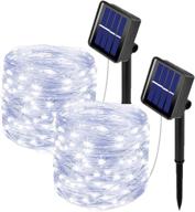 🌟 ooklee outdoor solar fairy lights - 2pck 33ft 100led 8 modes, waterproof twinkle lights for garden wedding christmas party (cool white) logo