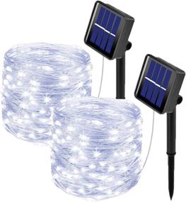 img 4 attached to 🌟 Ooklee Outdoor Solar Fairy Lights - 2PCK 33FT 100LED 8 Modes, Waterproof Twinkle Lights for Garden Wedding Christmas Party (Cool White)