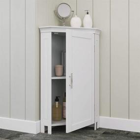 img 2 attached to 🏞️ RiverRidge Somerset Single Door Corner Floor Cabinet, White: Optimize Your Storage Space with Style