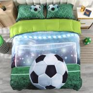 🔋 enjohos green 3d soccer bedding twin set - microfiber foot ball print duvet cover with 1 comforter cover and 2 pillow covers (no comforter or fitted sheet) logo