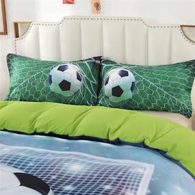 img 1 attached to 🔋 ENJOHOS Green 3D Soccer Bedding Twin Set - Microfiber Foot Ball Print Duvet Cover with 1 Comforter Cover and 2 Pillow Covers (No Comforter or Fitted Sheet)