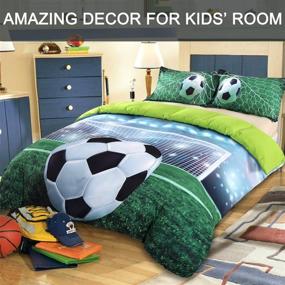 img 3 attached to 🔋 ENJOHOS Green 3D Soccer Bedding Twin Set - Microfiber Foot Ball Print Duvet Cover with 1 Comforter Cover and 2 Pillow Covers (No Comforter or Fitted Sheet)
