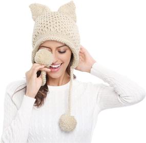 img 3 attached to Winter Beanie Hat with Cute Cat 🐱 Ears and Ear Flap Crochet Design - Bellady