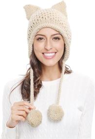 img 2 attached to Winter Beanie Hat with Cute Cat 🐱 Ears and Ear Flap Crochet Design - Bellady